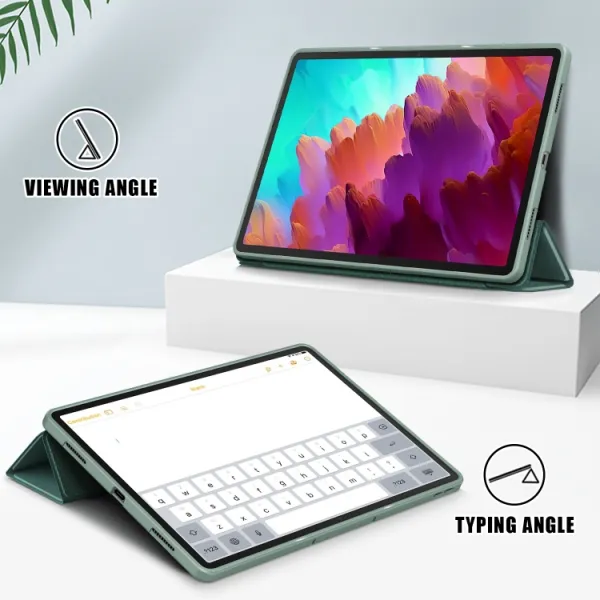 LEATHER Zaklápací kryt pre Lenovo Tab P12 zelený