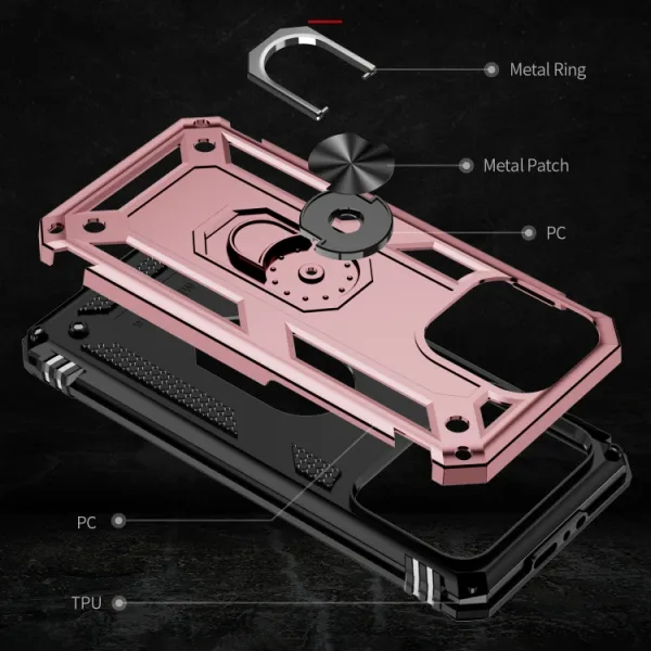 RING Obal s držiakom pre Apple iPhone 15 Plus ružový