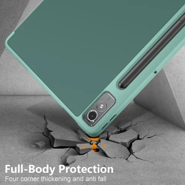 LEATHER Zaklápací kryt pre Lenovo Tab P12 zelený