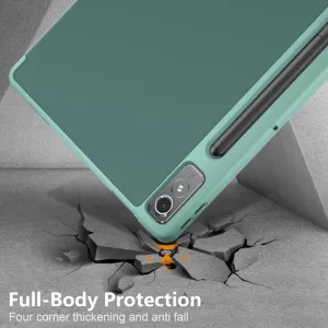 LEATHER Zaklápací kryt pre Lenovo Tab P12 zelený