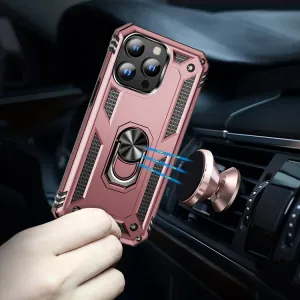 RING Obal s držiakom pre Apple iPhone 15 Plus ružový