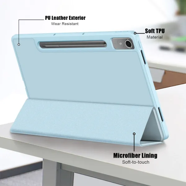 LEATHER Zaklápací kryt pre Lenovo Tab P12 svetlomodrý