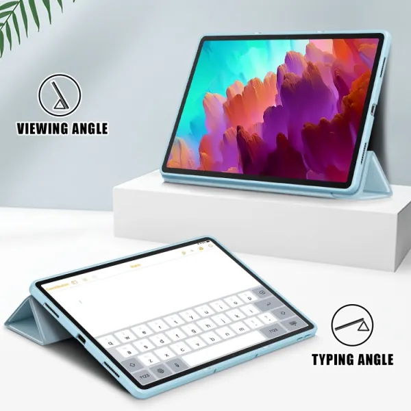 LEATHER Zaklápací kryt pre Lenovo Tab P12 svetlomodrý