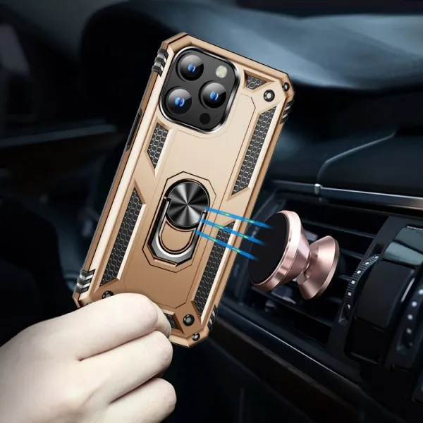 RING Obal s držiakom pre Apple iPhone 15 Pro zlatý