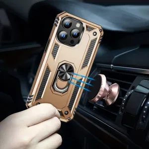 RING Obal s držiakom pre Apple iPhone 15 Pro zlatý