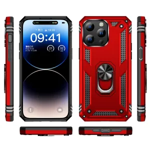 RING Obal s držiakom pre Apple iPhone 15 Plus červený