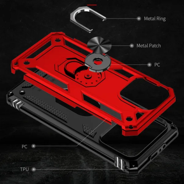 RING Obal s držiakom pre Apple iPhone 15 Plus červený