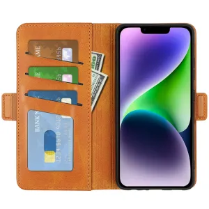 SIDE Peňaženkové puzdro pre Apple iPhone 15 Plus svetlohnedé