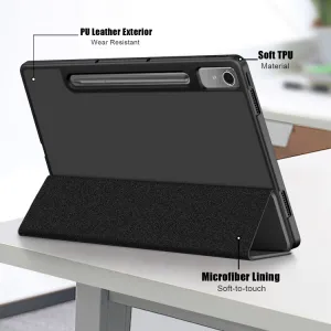 LEATHER Zaklápací kryt pre Lenovo Tab P12 čierny