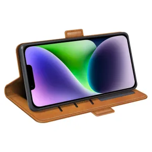 SIDE Peňaženkové puzdro pre Apple iPhone 15 Plus svetlohnedé