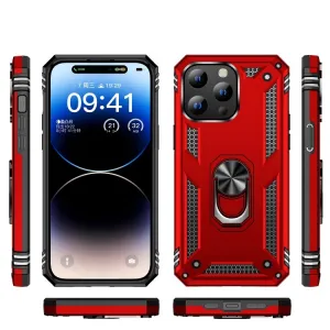 RING Obal s držiakom pre Apple iPhone 15 Pro Max červený