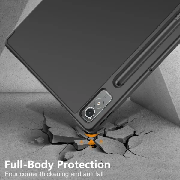 LEATHER Zaklápací kryt pre Lenovo Tab P12 čierny