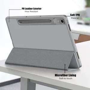 LEATHER Zaklápací kryt pre Lenovo Tab P12 šedý