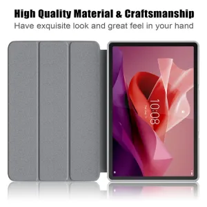 LEATHER Zaklápací kryt pre Lenovo Tab P12 šedý