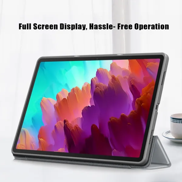 LEATHER Zaklápací kryt pre Lenovo Tab P12 šedý