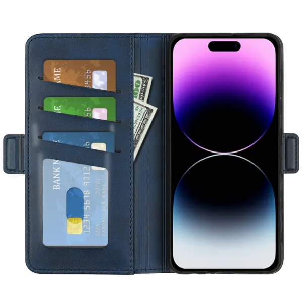 SIDE Peňaženkové puzdro pre Apple iPhone 15 Pro Max modré