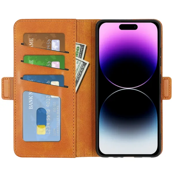 SIDE Peňaženkové puzdro pre Apple iPhone 15 Pro Max svetlohnedé