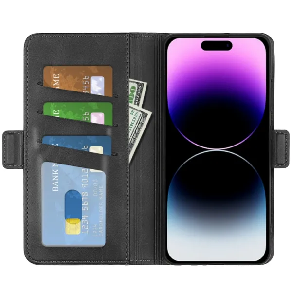 SIDE Peňaženkové puzdro pre Apple iPhone 15 Pro Max čierne