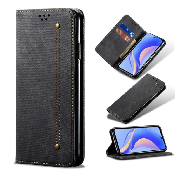 DENIM Peňaženkový kryt pre Huawei Nova Y90 čierny