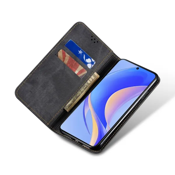 DENIM Peňaženkový kryt pre Huawei Nova Y90 čierny