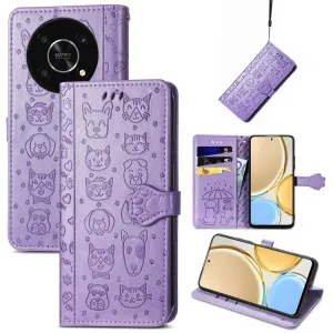 CUTE CAT Peňaženkový kryt Huawei Nova Y90 fialový