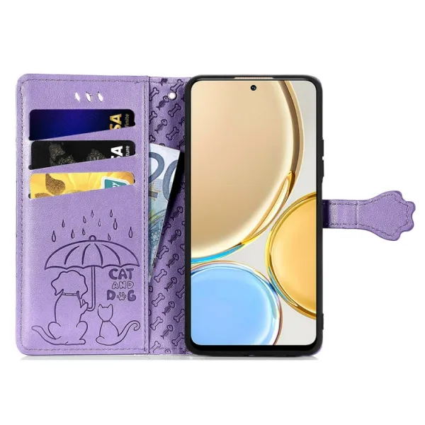 CUTE CAT Peňaženkový kryt Huawei Nova Y90 fialový