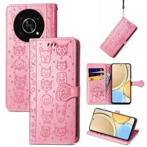 CUTE CAT Peňaženkový kryt Huawei Nova Y90 ružový