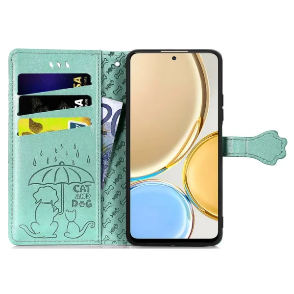 CUTE CAT Peňaženkový kryt Huawei Nova Y90 zelený