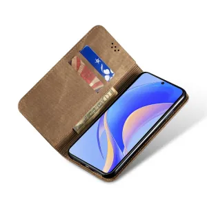 DENIM Peňaženkový kryt pre Huawei Nova Y90 šedohnedý
