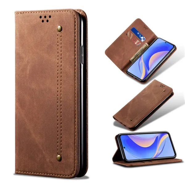 DENIM Peňaženkový kryt pre Huawei Nova Y90 hnedý