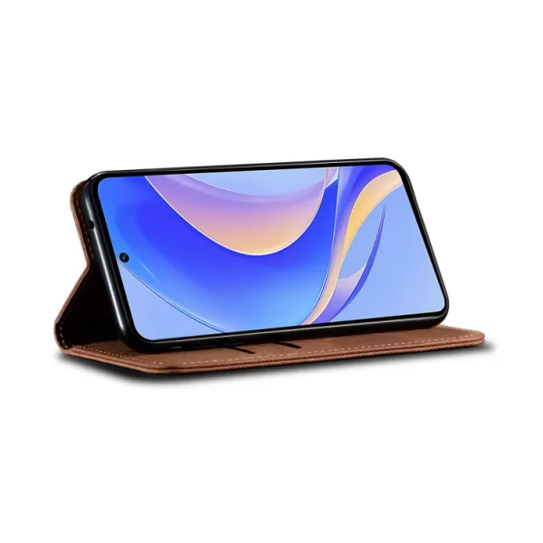 DENIM Peňaženkový kryt pre Huawei Nova Y90 hnedý