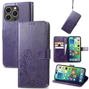 ART FLOWERS Peňaženkový kryt Apple iPhone 15 Pro Max fialový