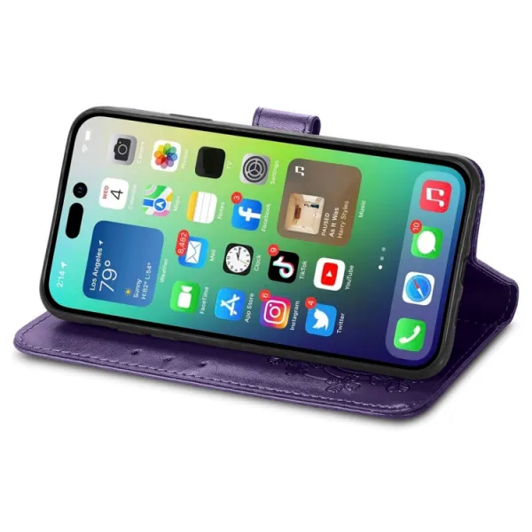 ART FLOWERS Peňaženkový kryt Apple iPhone 15 Pro Max fialový