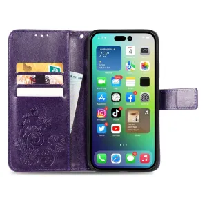 ART FLOWERS Peňaženkový kryt Apple iPhone 15 Plus fialový