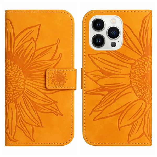 ART SUNFLOWER Peňaženkové puzdro s remienkom Apple iPhone 15 Pro Max žlté