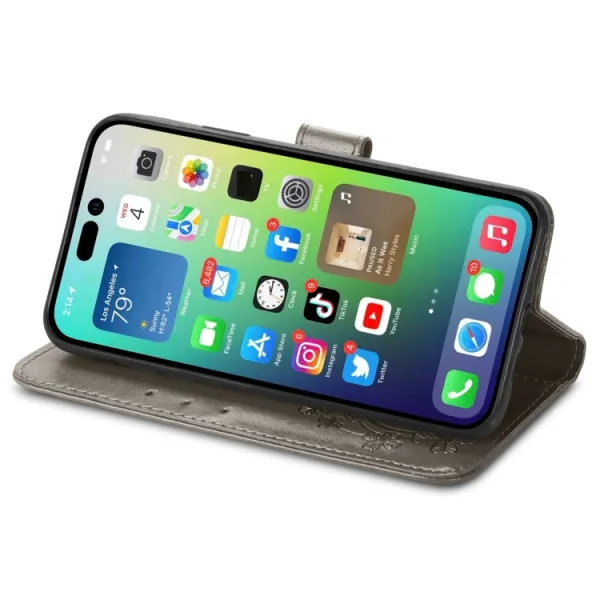 ART FLOWERS Peňaženkový kryt Apple iPhone 15 šedý