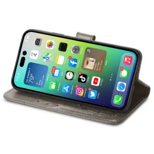 ART FLOWERS Peňaženkový kryt Apple iPhone 15 šedý