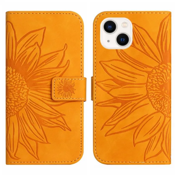 ART SUNFLOWER Peňaženkové puzdro s remienkom Apple iPhone 15 Plus žlté