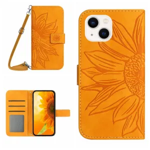 ART SUNFLOWER Peňaženkové puzdro s remienkom Apple iPhone 15 Plus žlté