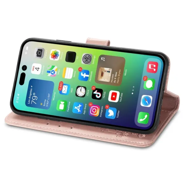 ART FLOWERS Peňaženkový kryt Apple iPhone 15 Plus svetloružový