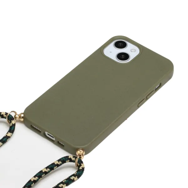 ROPE Kryt so šnúrkou Apple iPhone 15 Plus tmavozelený