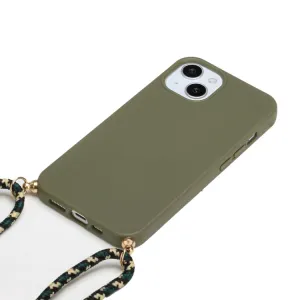 ROPE Kryt so šnúrkou Apple iPhone 15 Plus tmavozelený