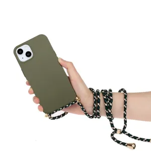 ROPE Kryt so šnúrkou Apple iPhone 15 Plus tmavozelený