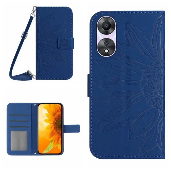 ART SUNFLOWER Peňaženkový obal pre Oppo A38 modrý