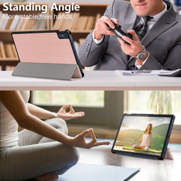 LEATHER Zaklápací kryt pre Lenovo Tab M10 5G ružovozlatý