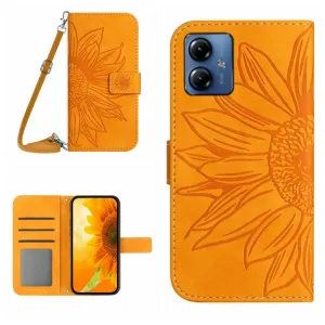 ART SUNFLOWER Peňaženkové puzdro s remienkom Motorola Moto G54 5G / G54 Power Edition 5G žlté