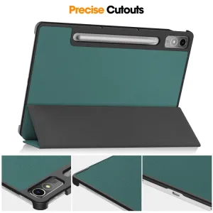 LEATHER PRO Zaklápací kryt pre Lenovo Tab P12 zelený