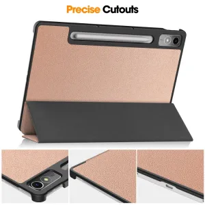 LEATHER PRO Zaklápací kryt pre Lenovo Tab P12 ružovozlatý