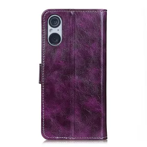 RETRO Peňaženkové puzdro Sony Xperia 5 V fialové