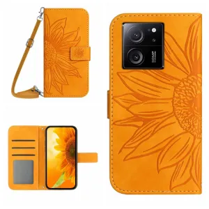 ART SUNFLOWER Peňaženkové puzdro s remienkom Xiaomi 13T / 13T Pro žlté